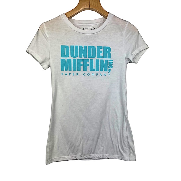 The Office Tops - The Office "Dunder Mifflin" Tee | Colors: White and Blue | Size: M